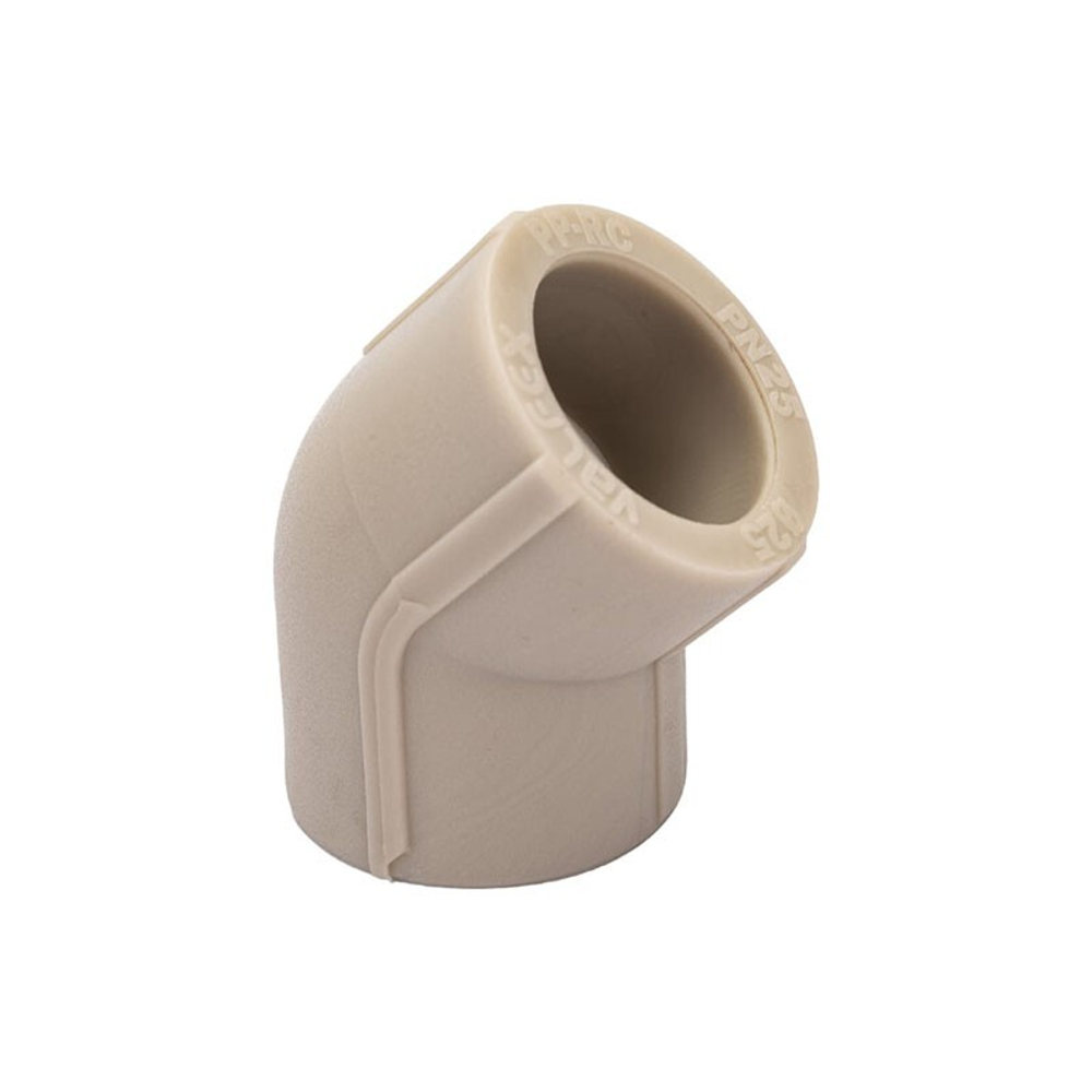Угольник полипропиленовый 45гр. Valfex, DN 110, PN 25, серый