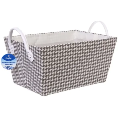 Коробка для хранения с ручками «ЭЛИНТ», цвет пастельно серый, 31*21*16см (лейбл Селфи)