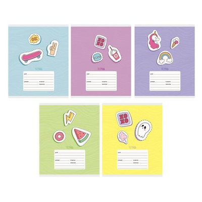 Тетрадь А5 24л.клетка "Стикеры" (Эксмо)