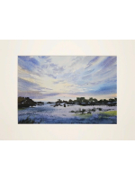 Картина авторская акварельная в паспарту 30х40 см на стену для интерьера "Еще один рассвет"