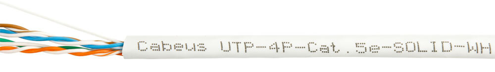 Кабель витая пара U/UTP 5e кат. 4 пары Cabeus UTP-4P-Cat.5e-SOLID-WH