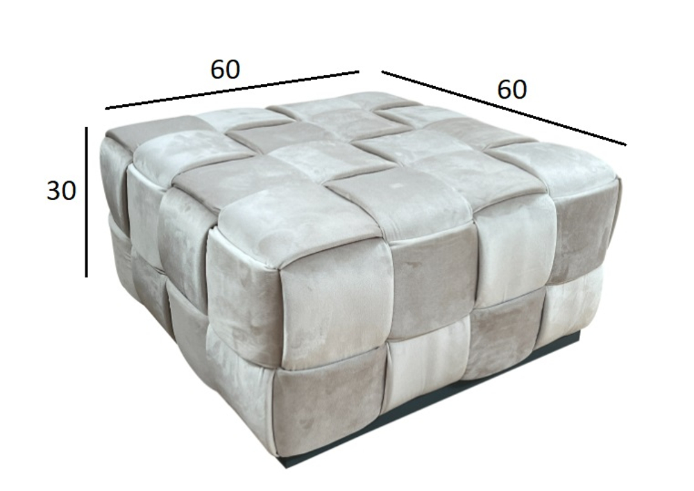 Пуф Garda Decor плетеный, велюр светло-бежевый 60*60*30 см