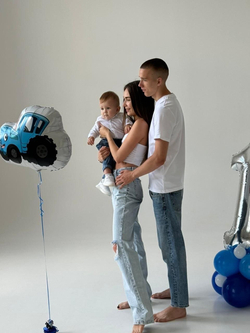 Воздушные шары на годик Синий трактор №1192