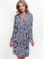 Короткое платье-рубашка на пуговицах (Размер: M) (Цвет: темно-синий)