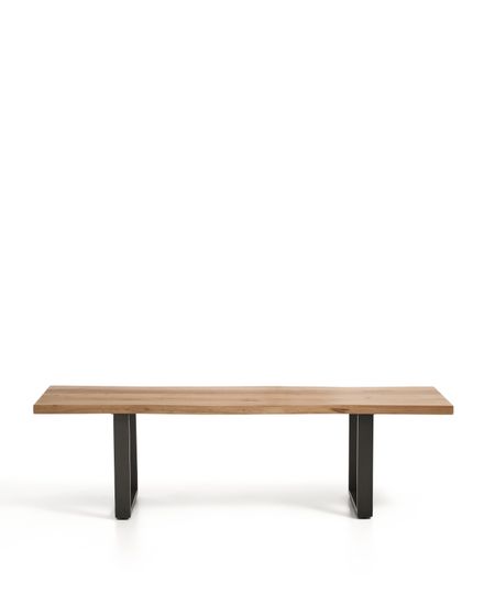 Скамейка Uxue из массива акации с черными стальными ножками, 160 x 45 см