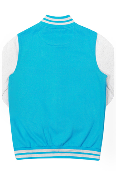 Куртка бомбер голубой со светло-серыми рукавами