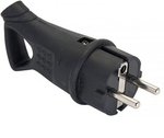 Вилка угловая каучуковая с кольцом 230В 2P+PE 16A IP44 черная
