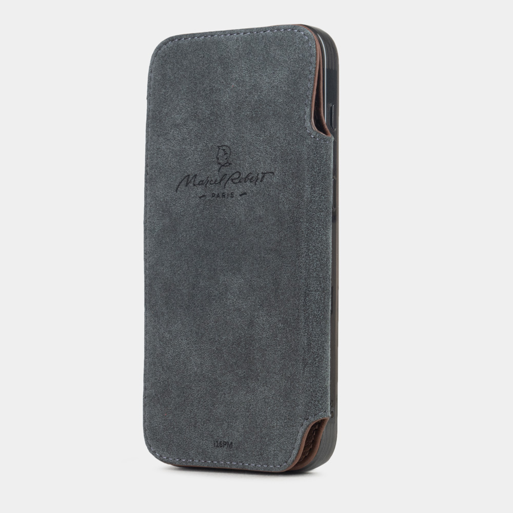 Чехол-книжка кожаная для iPhone 17 Pro, теленок цвета шоколад