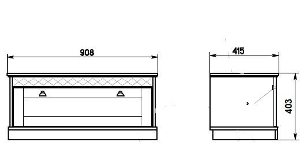 Тумба Индра 118.5x78.8x36.5, серая из МДФ, с ящиками, Dipriz