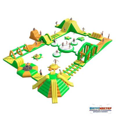 Коммерческий надувной аквапарк «Весёлые острова» высокими горками 27,5×20×5 м