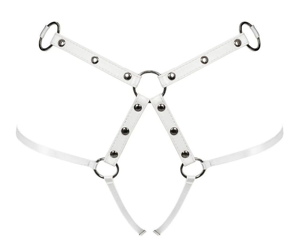 Стильная портупея в виде открытых трусиков с заклепками (Размер: S-M-L) (Цвет: белый)