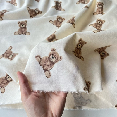 Фланель Мишки на креме