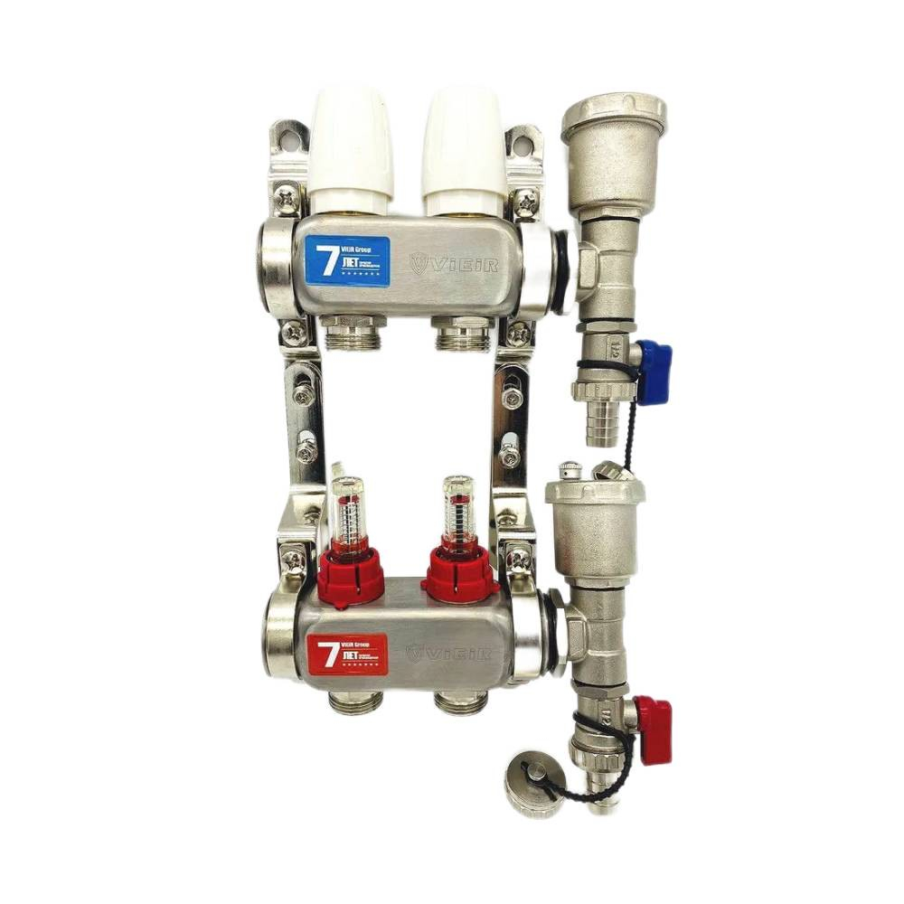 Группа коллект. VIEIR 1х2х3/4" с расходомер, дренаж. кр, воздухоотвод., нерж. сталь VR113-02A (5/1)