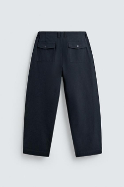 ZARA БРЮКИ BALLOON FIT, МОРСКОЙ СИНИЙ