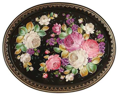 Жостовский поднос декоративный, размер 51х41 см (A26), металлический