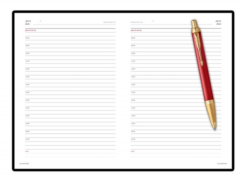 Подарочный набор: Шариковая ручка Parker IM Premium K318 Red GT, цвет чернил синий и красный недатированный ежедневник с золотым срезом