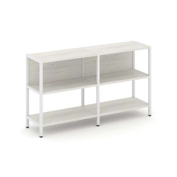 Shelf System Двухсекционный стеллаж двухярусный SN.STM-221 Дуб Наварра/Металл Белый 1590*400*879