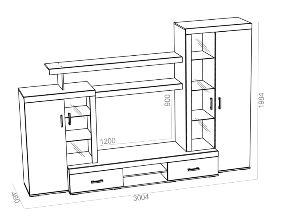 Секция центральная Инстайл ЦС-02 бетон/белый