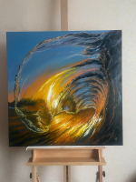 Картина маслом на холсте "Прозрачная волна" 80х80 см. Деревянный подрамник. Художник Наталия Осадчук