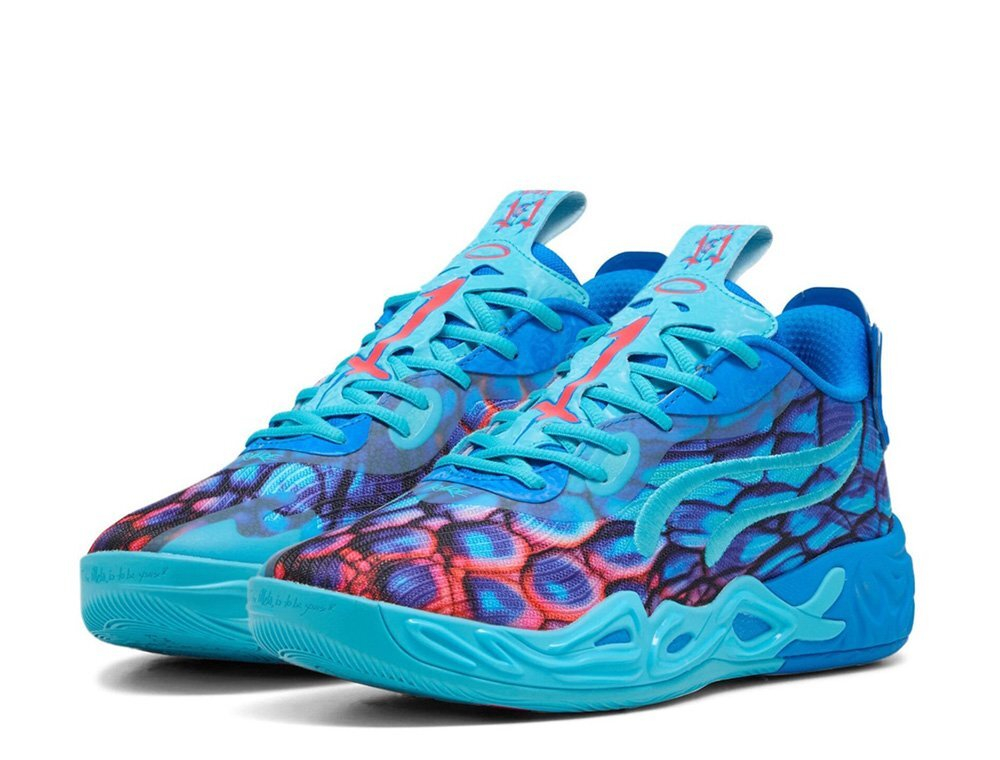 Баскетбольные кроссовки Puma MB.04 Low “Alien Skins” Ultra Blue/Luminous Pink-Green Glare Shoes