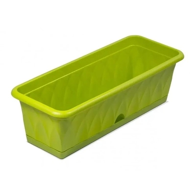 Ящик для растений Сиена 58см с поддоном зеленый