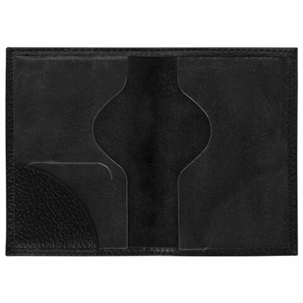 Обложка для паспорта натуральная кожа флоттер, "PASSPORT", кожаный уголок, черная, BRAUBERG, 238192