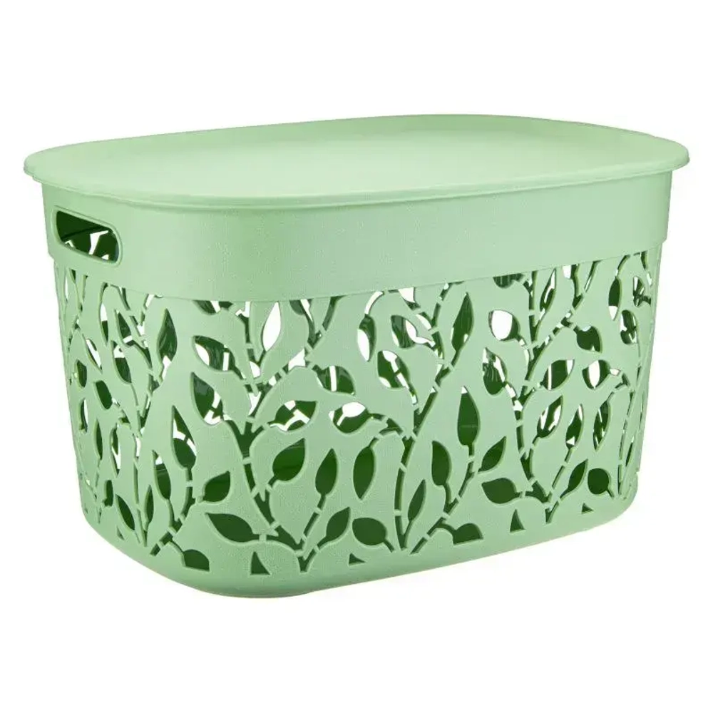 Коробка ФЛОРА 25л с крышкой мята (комплект 5 шт)