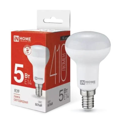 Лампа светодиодная LED-R39-VC 5Вт 230В Е14 4000К БЕЛЫЙ 410Лм IN HOME
