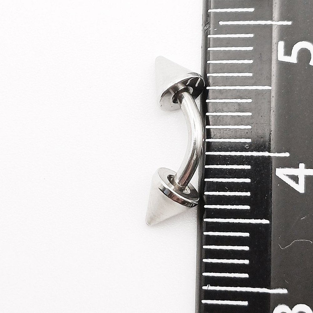 Микробанан 6 мм с конусами 5 мм для пирсинга брови. Медицинская сталь. 1 шт.