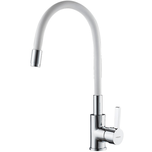 Смеситель LEDEME для кухни с силиконовым изливом (белый) L4898-3