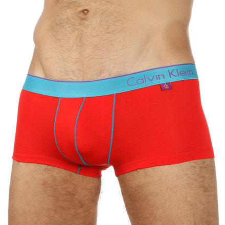 Мужские трусы хипсы красные  с голубой резинкой Calvin Klein One Boxer