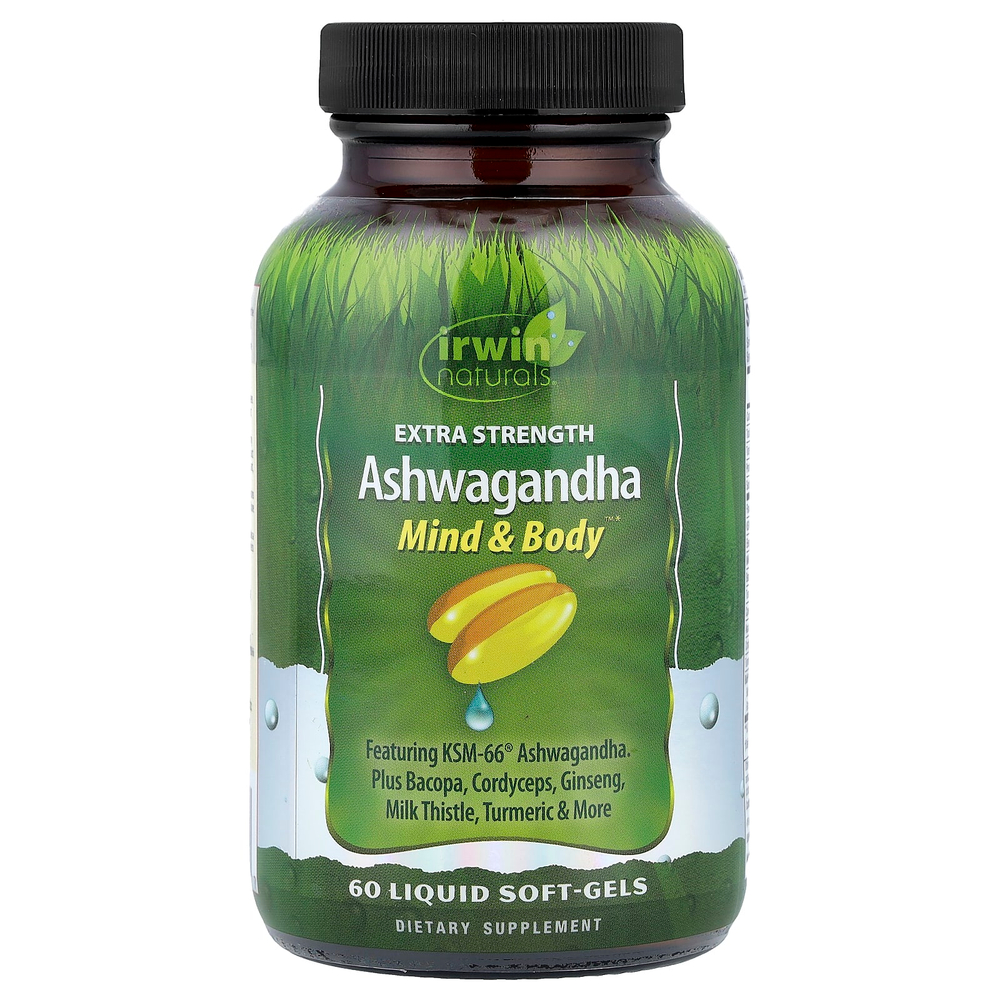 Irwin Naturals, ашваганда, 60 капсул с жидкостью