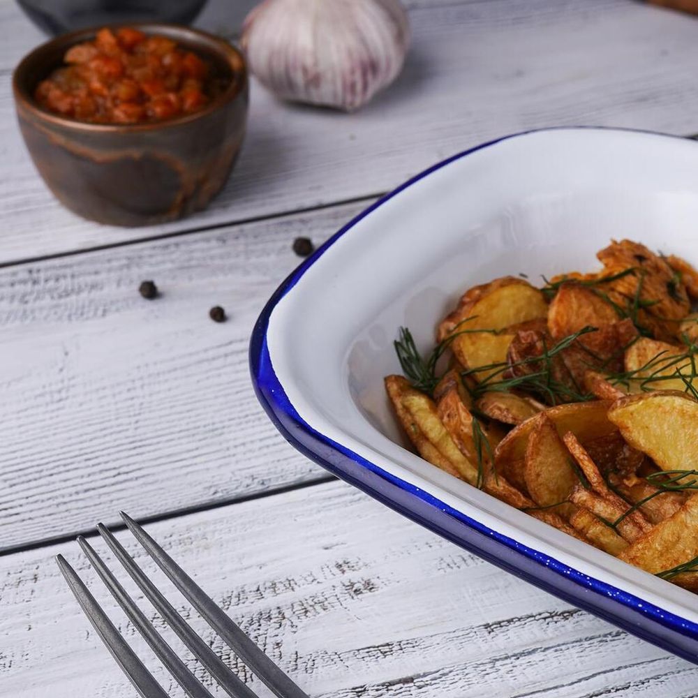 Блюдо для подачи 22*16,5 см h5 см 700 мл Blue Rim эмалированая сталь SUNNEX [1]