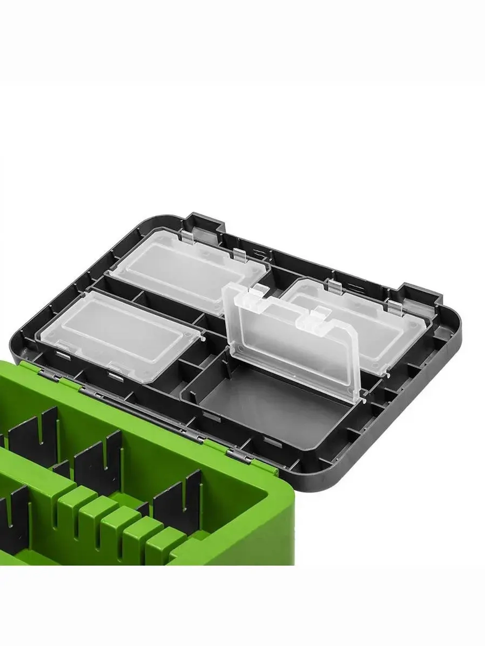 Ящик рыболовный зимний для хранения снастей серый/салатовый