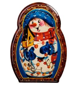 Народные промыслы ШК-11/62-A Шкатулка в технике декупаж «Матрешка-снеговик» (20х14х6)
