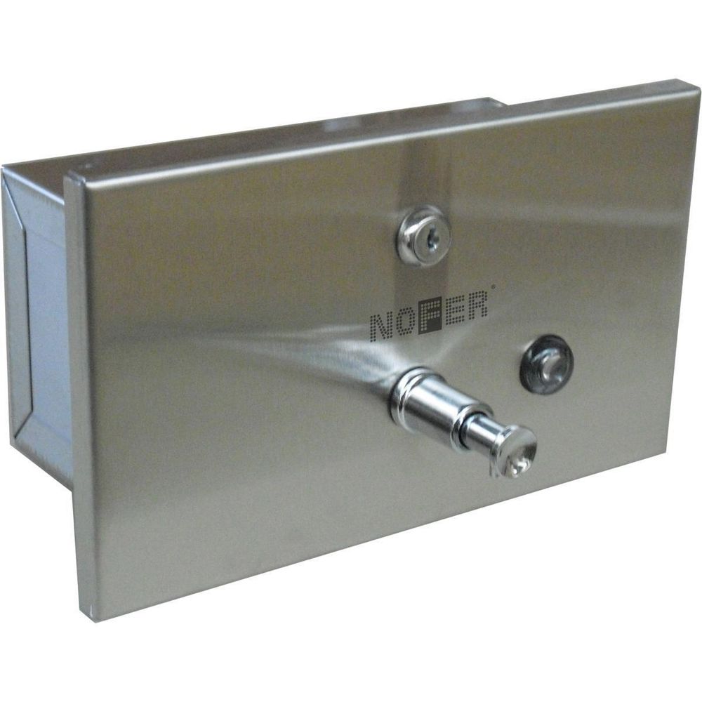 Диспенсер для мыла с кнопкой встраиваемый в стену 1200 мл. нерж.сталь NOFER. 03202.S матовый