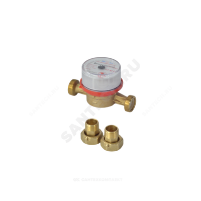 Счётчик г/в и х/в крыльчатый одноструйный Ду 15 Ру16 90С L=110мм резьба с обратным клапаном В/К ЭКОМЕРА Э-15У-110-СК