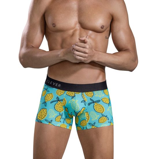 Мужские трусы хипсы голубые с принтом Clever Moda LEMONS TRUNKS 168607