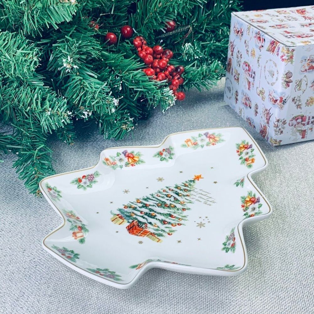 Lenardi 205-288 Блюдо 25х21,5 см НОВЫЙ ГОД в под.уп.(х24)Фарфор