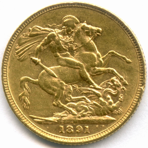 1 соверен Великобритания (Виктория) 1891 г. Золото. XF