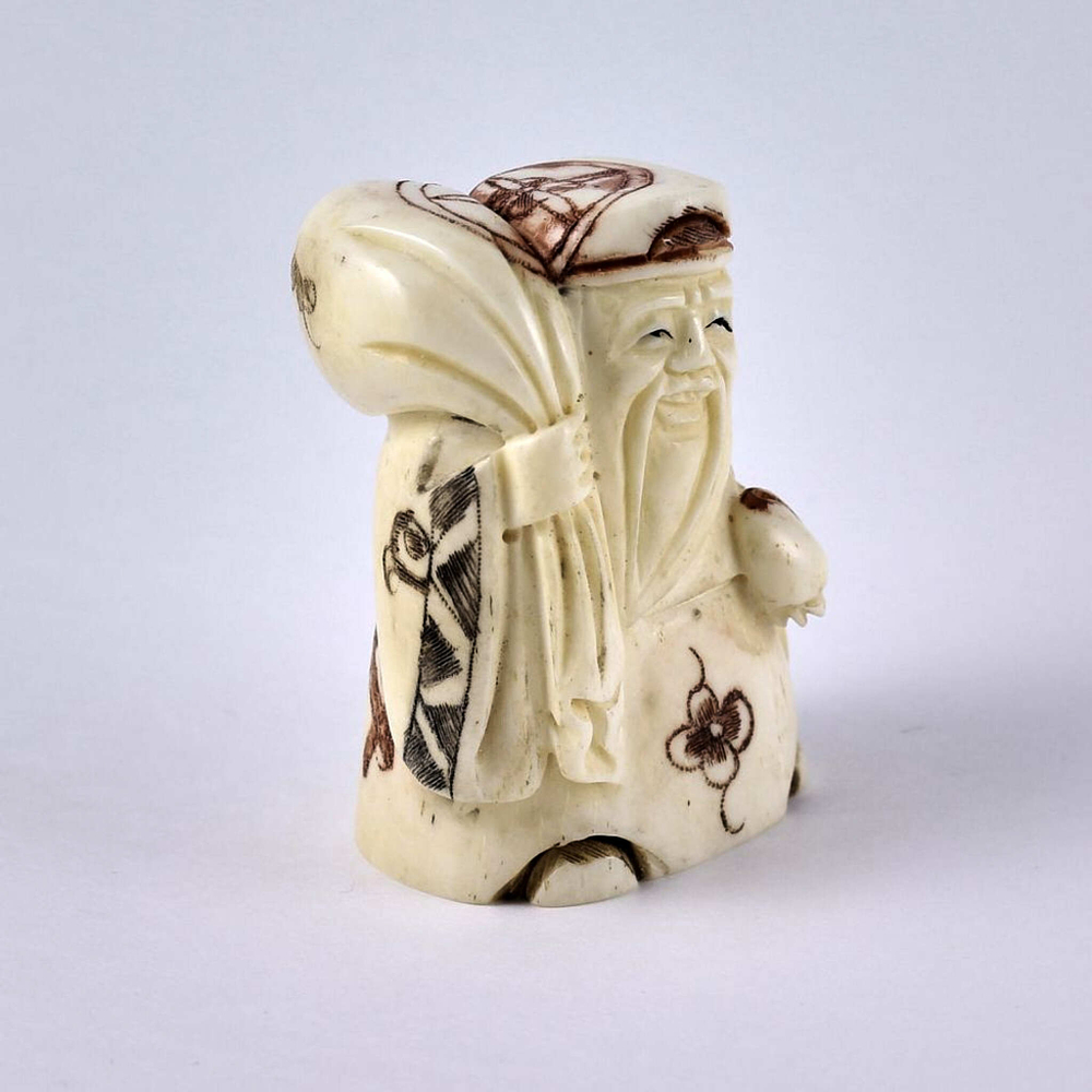 Нэцкэ Дзюродзин с мешком риса