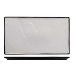 Блюдо прямоугольное 36*25,5 см Relief белое с черным бортом фарфор P.L. Proff Cuisine [1]