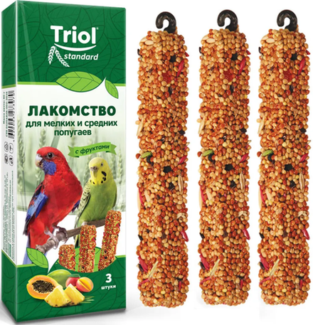 Triol Лакомство для мелких и средних попугаев с фруктами 3шт.