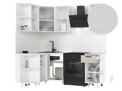 Кухня Рио NEW ЛДСП 2;0х1;3м (белый/дуб крафт белый/антарес)