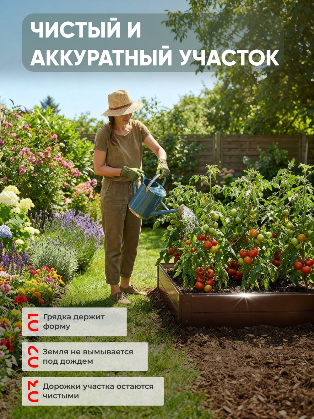 Грядка Ивановская 1х3 метра, борт 20см Коричневый (RAL 8017), (сборка: саморезы)