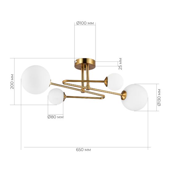SLE2211-302-04 Светильник потолочный Латунь/Белый G9 LED 4*5W FANTINI