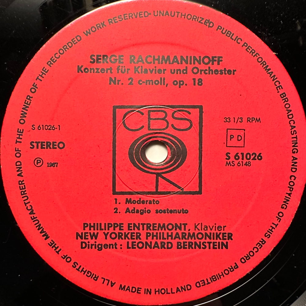Рахманинов - Концерт № 2 / Три прелюдии для фортепиано (Голландия 1968г.)