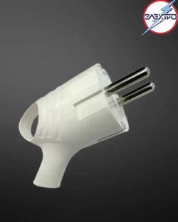 Вилка с ушком угловая белая 16А 1 штука в упаковке