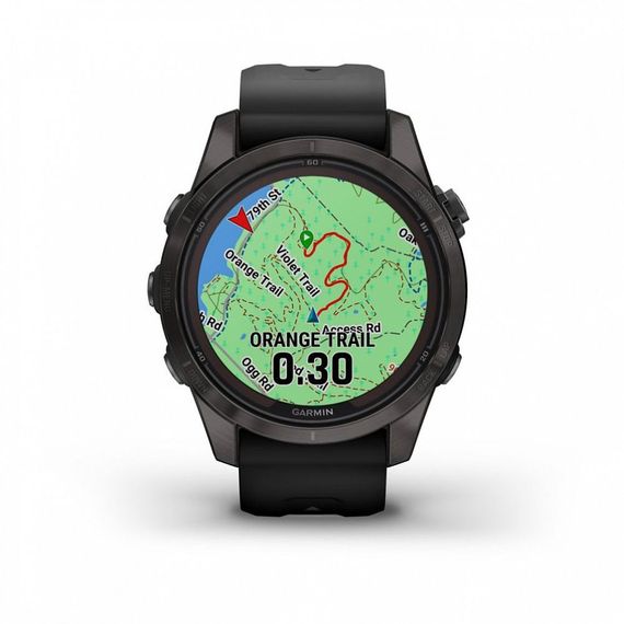Умные часы FENIX 7S PRO Sapphire Solar титановый угольно-серый DLC с силиконовым ремешком