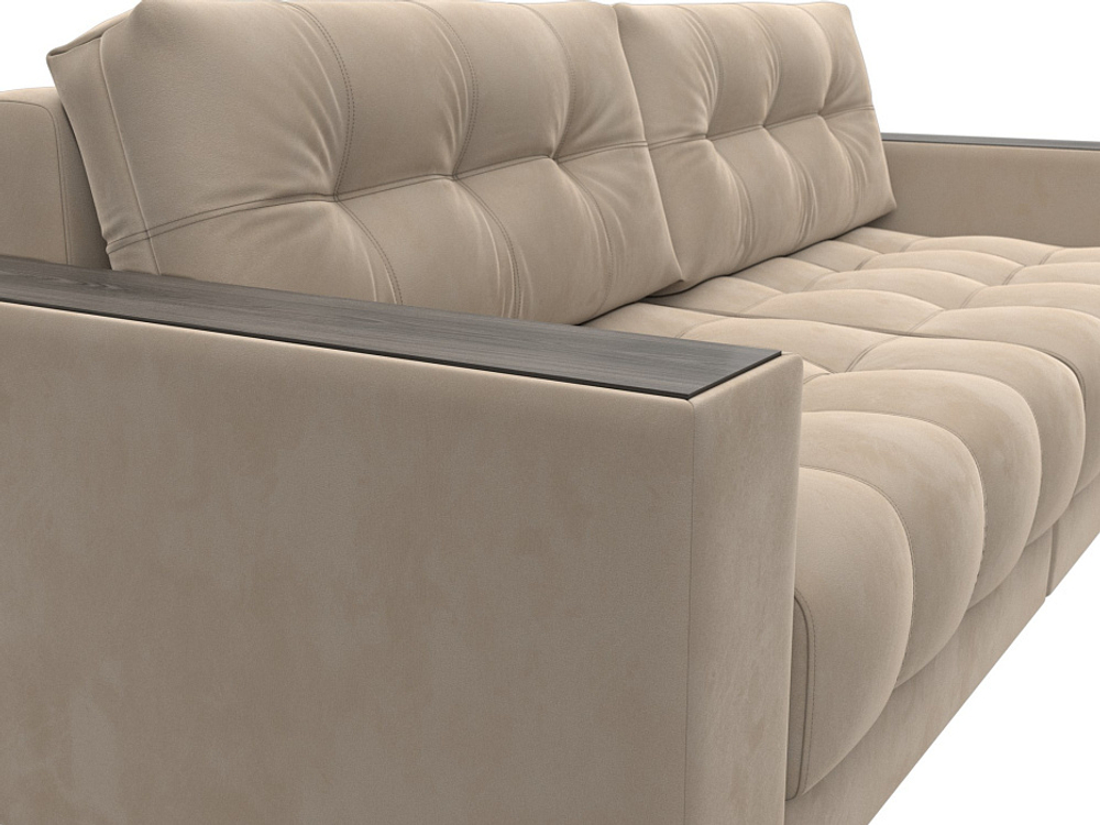 Диван прямой с декором Лига-049 НПБ, SEVEN 729 ВЕЛЮР бежевый